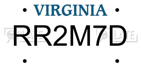 RR2M7D Virginia License Plate