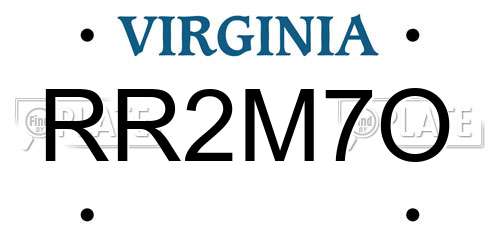 RR2M7O Virginia License Plate