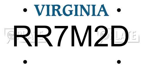 RR7M2D Virginia License Plate