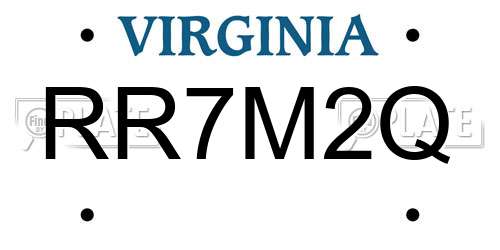 RR7M2Q Virginia License Plate