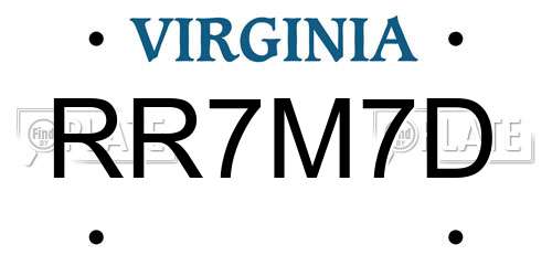 RR7M7D Virginia License Plate