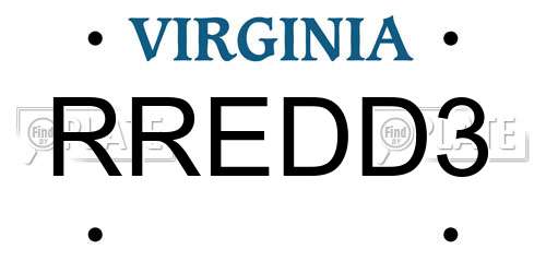 RREDD3 Virginia License Plate