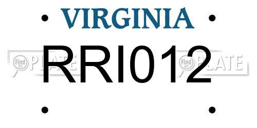 RRI012 Virginia License Plate