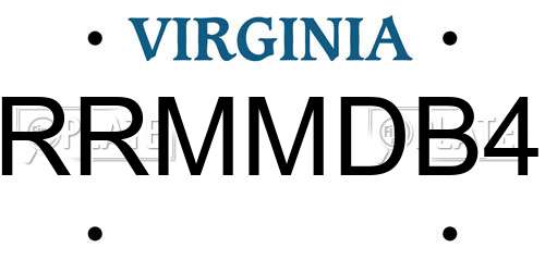 RRMMDB4 Virginia License Plate