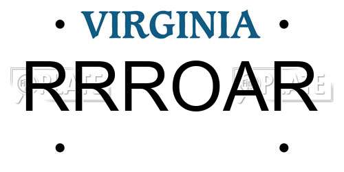 RRROAR Virginia License Plate