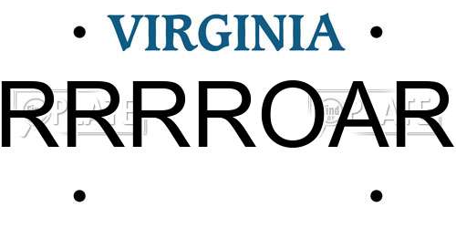 RRRROAR Virginia License Plate