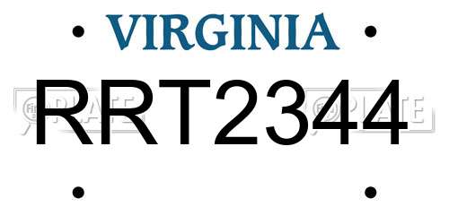 RRT2344 Virginia License Plate