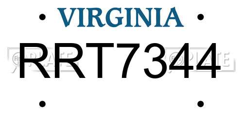RRT7344 Virginia License Plate