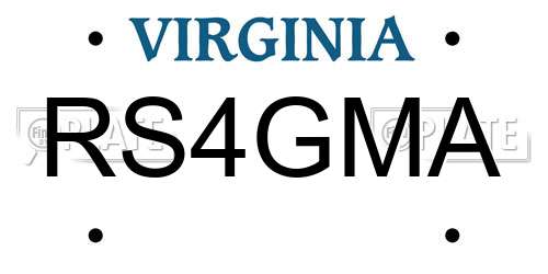RS4GMA Virginia License Plate