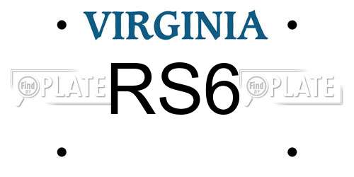 RS6 Virginia License Plate