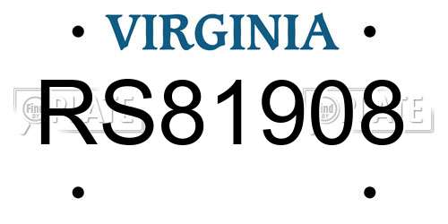 RS81908 Virginia License Plate