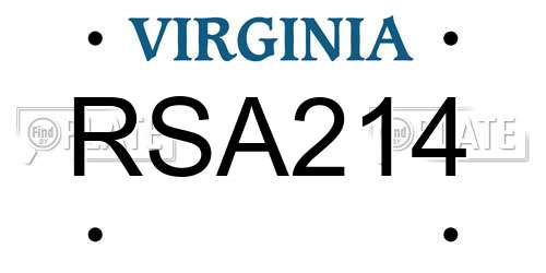 RSA214 Virginia License Plate