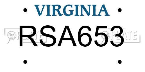RSA653 Virginia License Plate