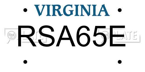 RSA65E Virginia License Plate