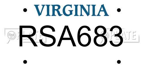 RSA683 Virginia License Plate