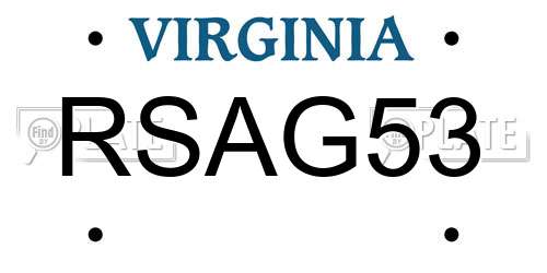 RSAG53 Virginia License Plate