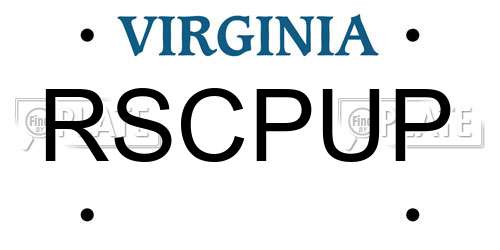 RSCPUP Virginia License Plate