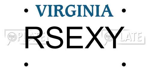 RSEXY Virginia License Plate