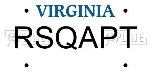 RSQAPT Virginia License Plate