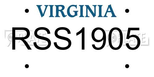 RSS1905 Virginia License Plate