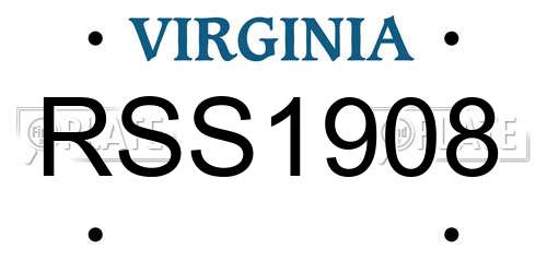 RSS1908 Virginia License Plate