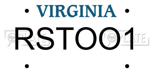 RSTOO1 Virginia License Plate