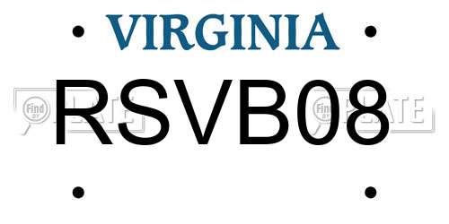 RSVB08 Virginia License Plate