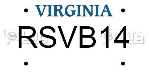 RSVB14 Virginia License Plate