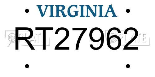 RT27962 Virginia License Plate