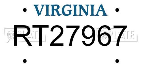 RT27967 Virginia License Plate
