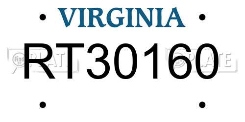 RT30160 Virginia License Plate