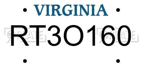 RT3O160 Virginia License Plate