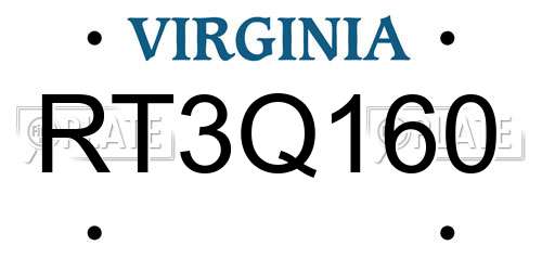 RT3Q160 Virginia License Plate