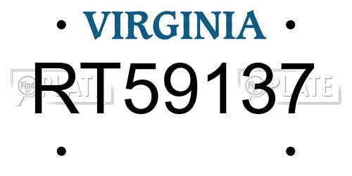 RT59137 Virginia License Plate