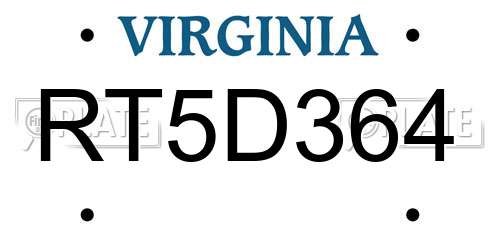 RT5D364 Virginia License Plate