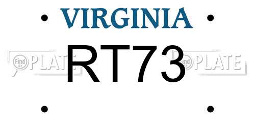 RT73 Virginia License Plate