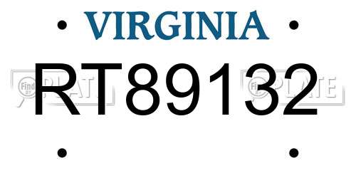RT89132 Virginia License Plate