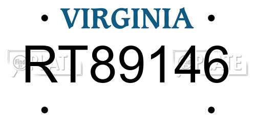 RT89146 Virginia License Plate