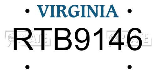 RTB9146 Virginia License Plate