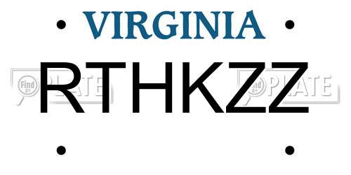 RTHKZZ Virginia License Plate
