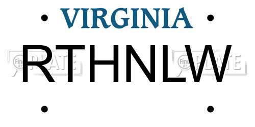 RTHNLW Virginia License Plate