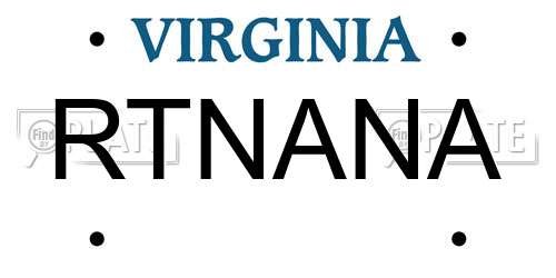 RTNANA Virginia License Plate