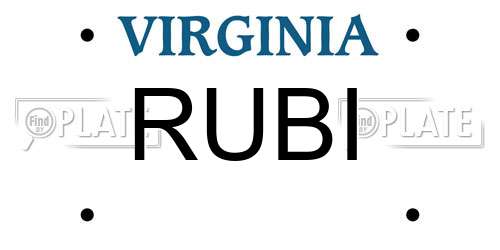 RUBI Virginia License Plate