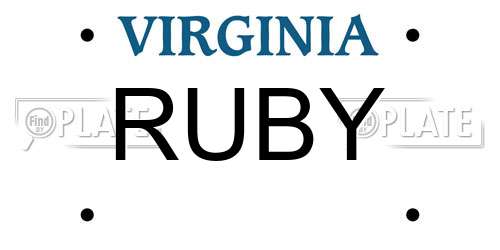 RUBY Virginia License Plate
