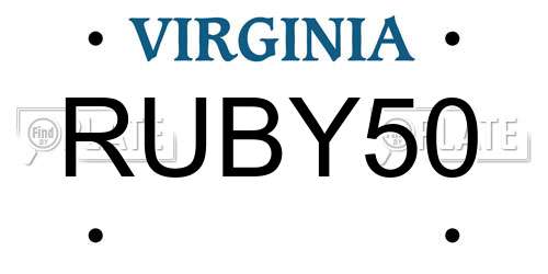 RUBY50 Virginia License Plate