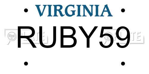 RUBY59 Virginia License Plate