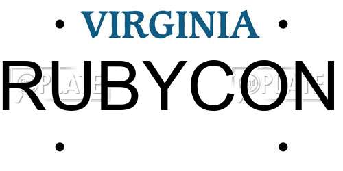 RUBYCON Virginia License Plate