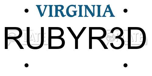 RUBYR3D Virginia License Plate