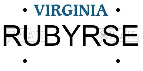 RUBYRSE Virginia License Plate