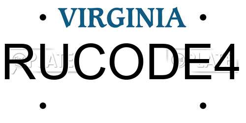 RUCODE4 Virginia License Plate